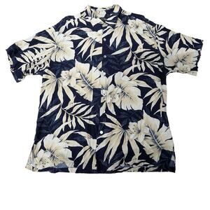 TORI RICHARD Hawaiian Palm Leaves Print Button Down Short Sleeve XL Shirt‎